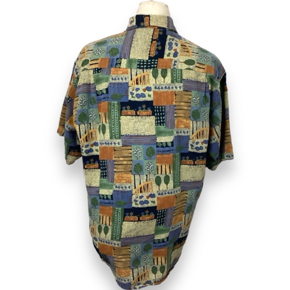 Casa Moda Men’s Short Sleeve Button Down Patchwork Floral Tapestry Shirt, sz M - Picture 3 of 10